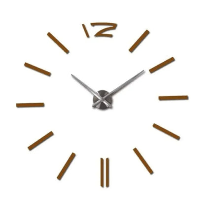 3D DIY Frameless Wall Clock Large Modern Mirror Surface Silent Clock - Chocolate / 27inch