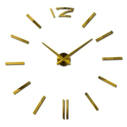 3D DIY Frameless Wall Clock Large Modern Mirror Surface Silent Clock - Gold / 27inch