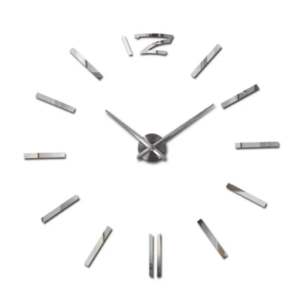 3D DIY Frameless Wall Clock Large Modern Mirror Surface Silent Clock