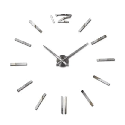 3D DIY Frameless Wall Clock Large Modern Mirror Surface Silent Clock - Silver / 27inch