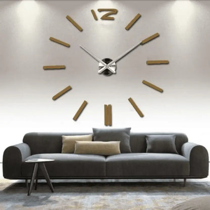 3D DIY Frameless Wall Clock Large Modern Mirror Surface Silent Clock - Black / 27inch