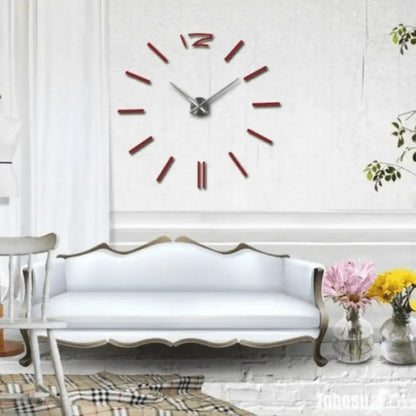 3D DIY Frameless Wall Clock Large Modern Mirror Surface Silent Clock - Black / 27inch