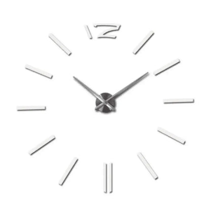 3D DIY Frameless Wall Clock Large Modern Mirror Surface Silent Clock - White / 27inch