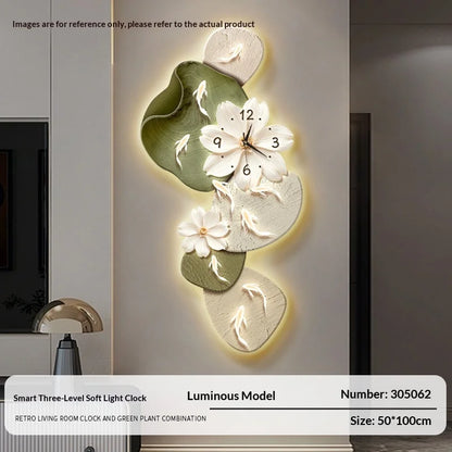 Decorative wall clock with floral design on a wall