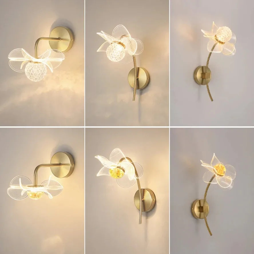 Decorative wall sconce with floral design on a light gray background