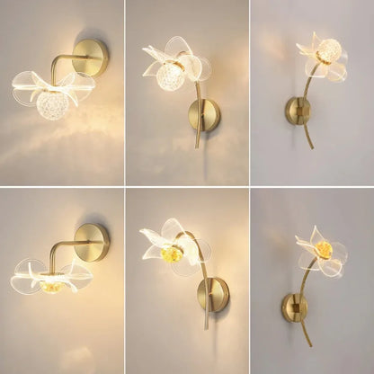 Decorative wall sconce with floral design on a light gray background
