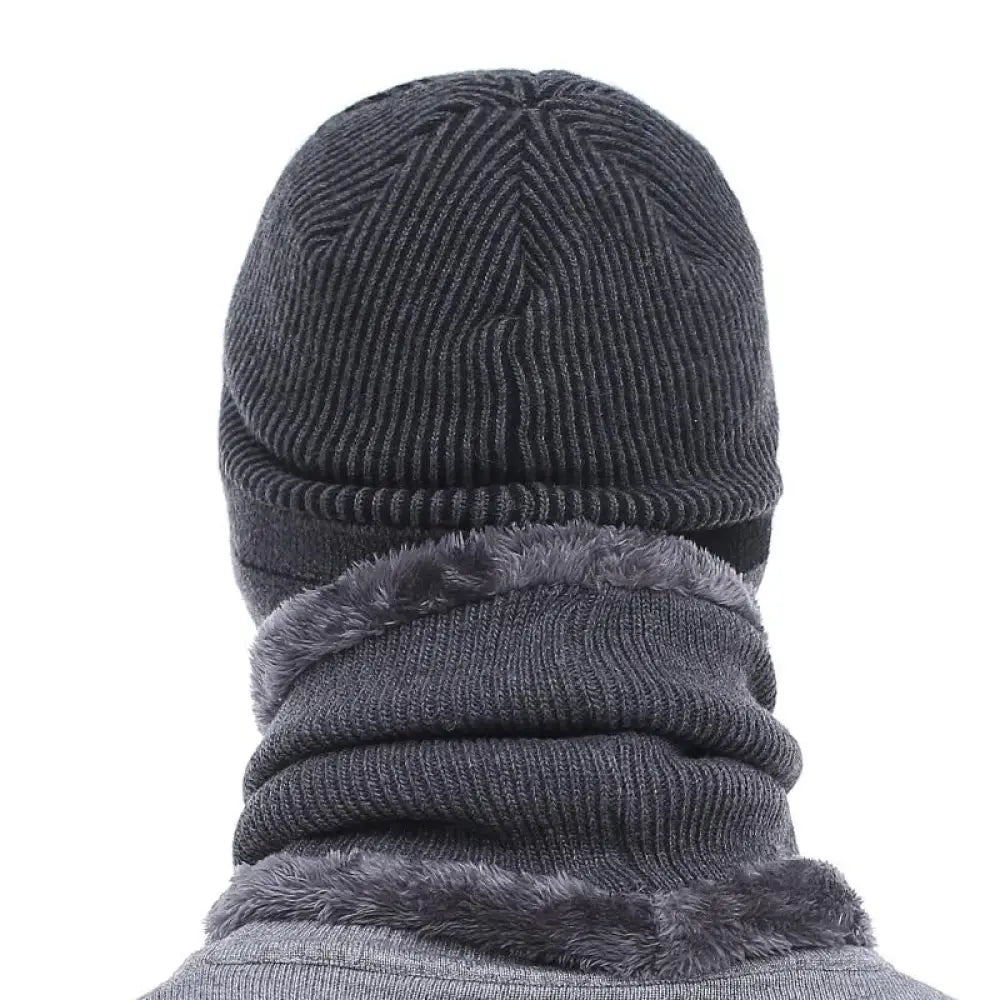 Warm Beanie Cap With Scarf