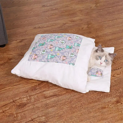 Warm Cat Sleeping Bag – Flannel, Lamb Wool, 3-in-1 Design