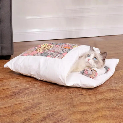 Warm Cat Sleeping Bag – Flannel, Lamb Wool, 3-in-1 Design