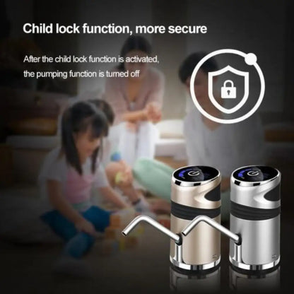 Electric Water Bottle Pump – USB, Child Lock, One-Touch