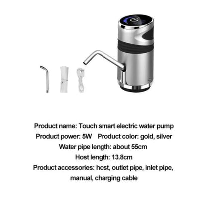 Electric Water Bottle Pump – USB, Child Lock, One-Touch