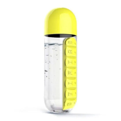 Water Bottle with Daily Pill Organizer – 600ml, 7-Day
