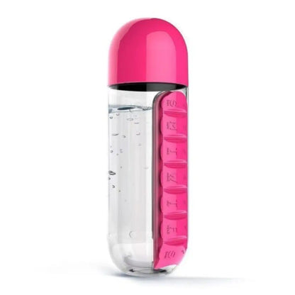 Water Bottle with Daily Pill Organizer – 600ml, 7-Day