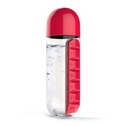 Water Bottle with Daily Pill Organizer – 600ml, 7-Day