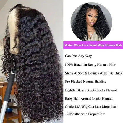 Water Wave Human Hair Wig – Lace Front, Glueless