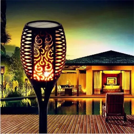 Waterproof Solar Powered Outdoor Garden Light Flickering Torch
