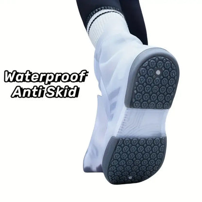 Waterproof Two-Tone Shoe Covers – Reusable, Anti-Skid, Button