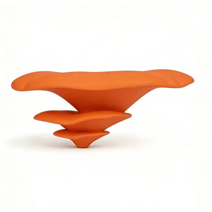 Orange, wavy-shaped Mushroom Wall Shelf Set – 3D Printed Floating Decor