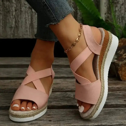 Wedge Sandals For Women Cross - strap Platform Gladiator - Ninjanew