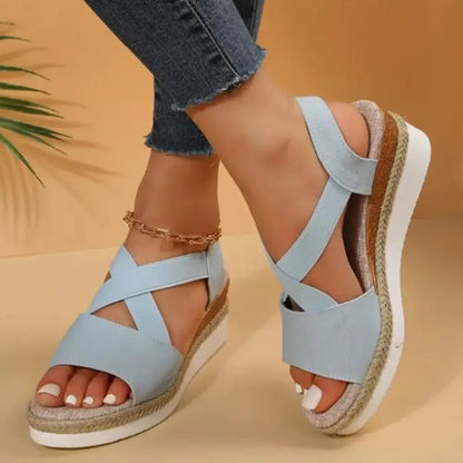 Wedge Sandals For Women Cross - strap Platform Gladiator - Ninjanew