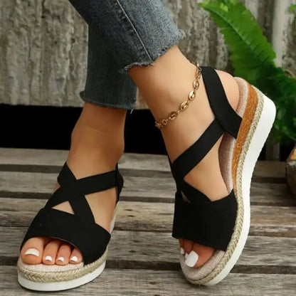 Wedge Sandals For Women Cross - strap Platform Gladiator - Ninjanew