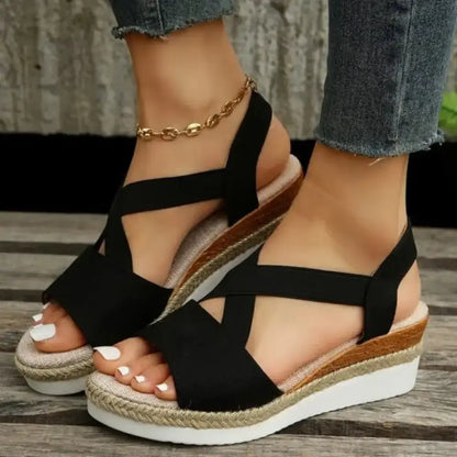 Wedge Sandals For Women Cross - strap Platform Gladiator - Ninjanew