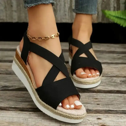 Wedge Sandals For Women Cross - strap Platform Gladiator - Ninjanew
