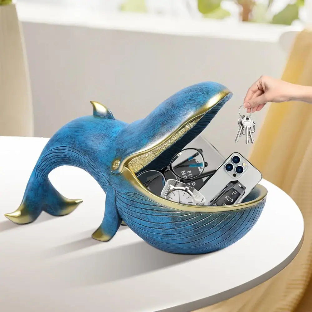 Whale Statue Funny Big Mouth Container Storage Decoration