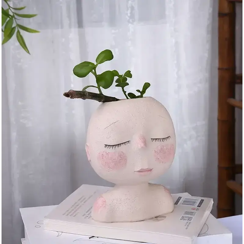 Whimsical Succulent Head Sculpture