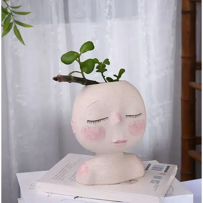 Whimsical Succulent Head Sculpture