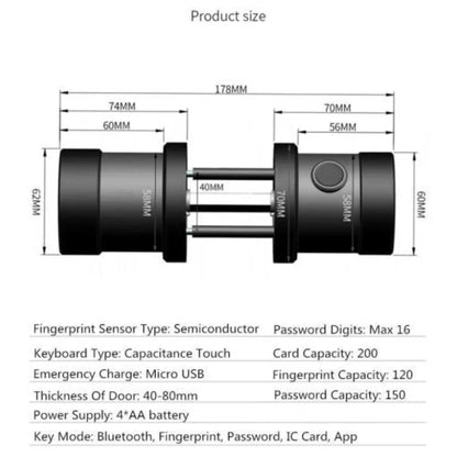 WiFi Fingerprint Smart Door Lock – 5-in-1 Access, App Control