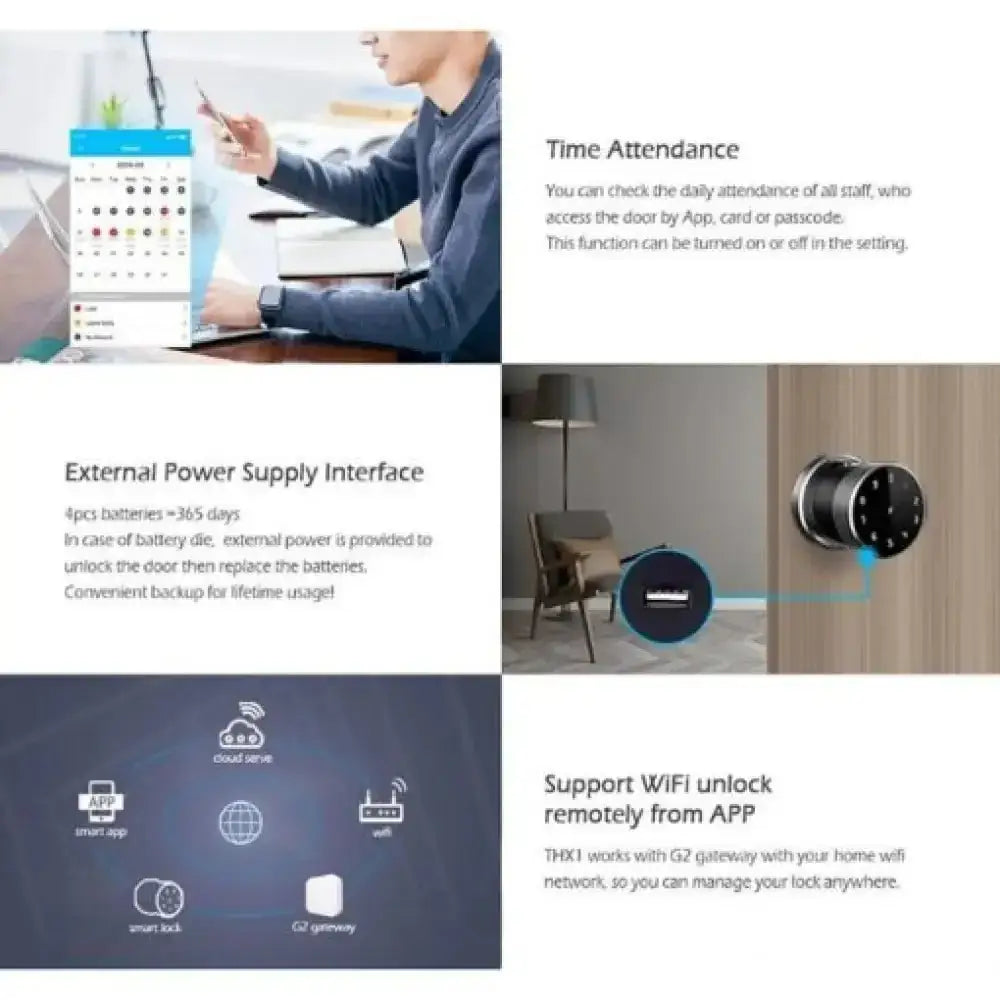 WiFi Fingerprint Password Smart Door Lock - Ninjanew
