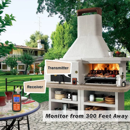 Wireless BBQ Meat Thermometer – Digital with Probe, 300ft Range