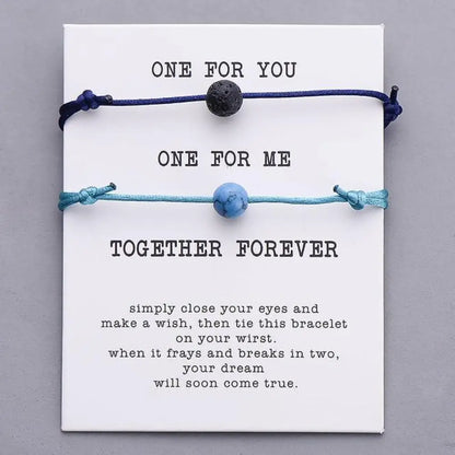 Wish Stone Couples Bracelet Set – Adjustable Rope Style