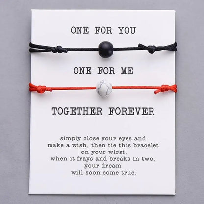 Wish Stone Couples Bracelet Set – Adjustable Rope Style