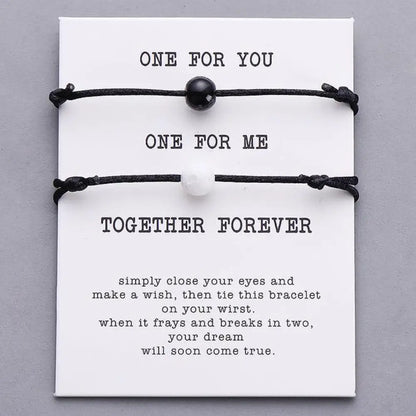 Wish Stone Couples Bracelet Set – Adjustable Rope Style