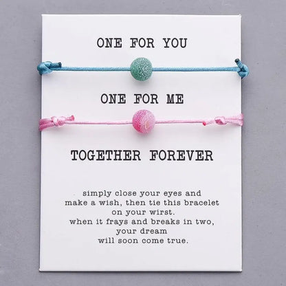 Wish Stone Couples Bracelet Set – Adjustable Rope Style