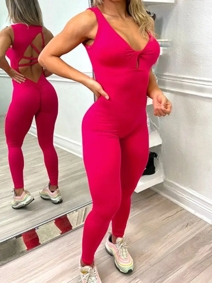 Women's Backless Yoga Jumpsuit – Body-Hugging