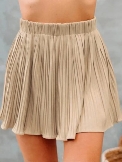 Women's Pleated Mini Skirt – High Waist, 3 Colors, S–XL