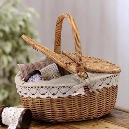 Woven Picnic Basket Handmade Large Wicker Basket