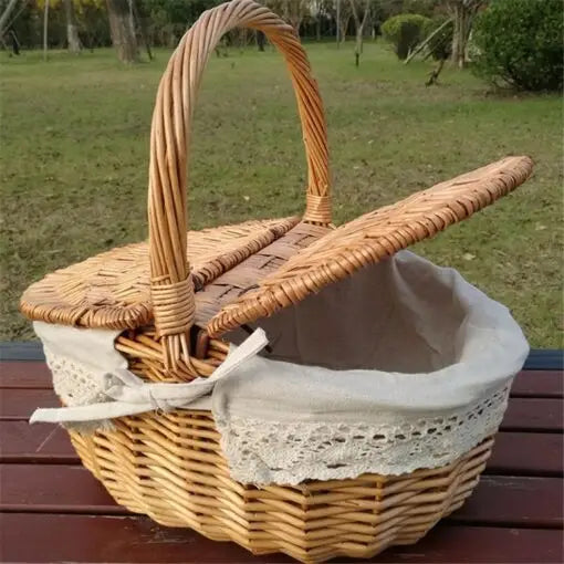 Woven Picnic Basket Handmade Large Wicker Basket