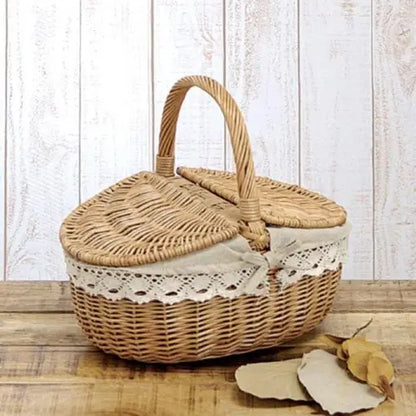 Woven Picnic Basket Handmade Large Wicker Basket
