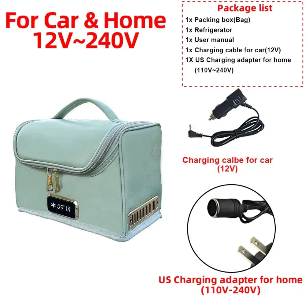 Yannice 12V/220V Mini Car Refrigerator 4L Portable Cooler & Warmer Bag for Home, Car, Travel