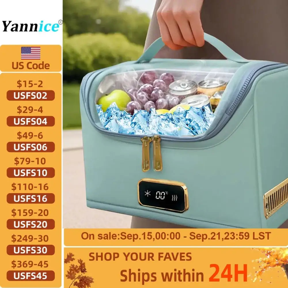 Yannice 12V/220V Mini Car Refrigerator 4L Portable Cooler & Warmer Bag for Home, Car, Travel