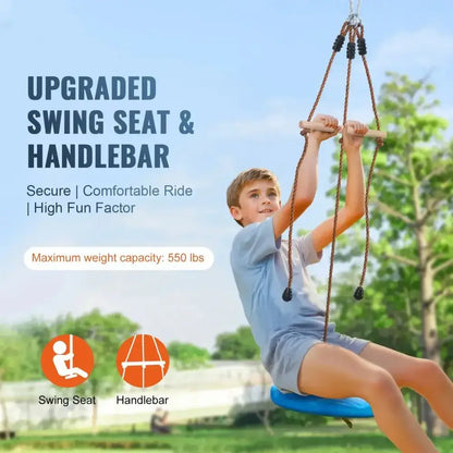 Zipline Kit for Kids & Adults – Backyard Outdoor Zip Line Set with Seat & Handlebar - Ninjanew