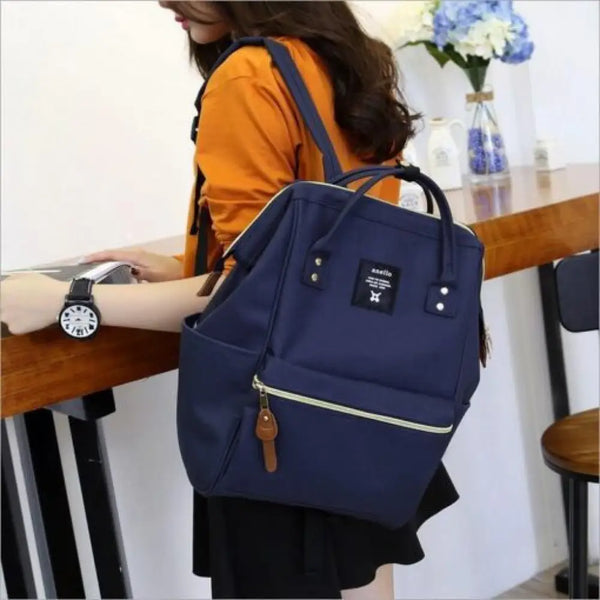 Zipper Rucksack Backpack Lightweight Canvas 5 Pockets 10 Colors 15 Inch Everyday Bag