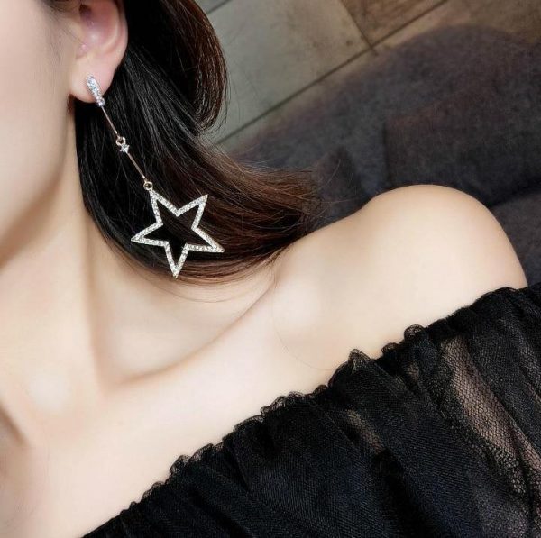 Rhinestone Five-Pointed Star Earrings - Image 3