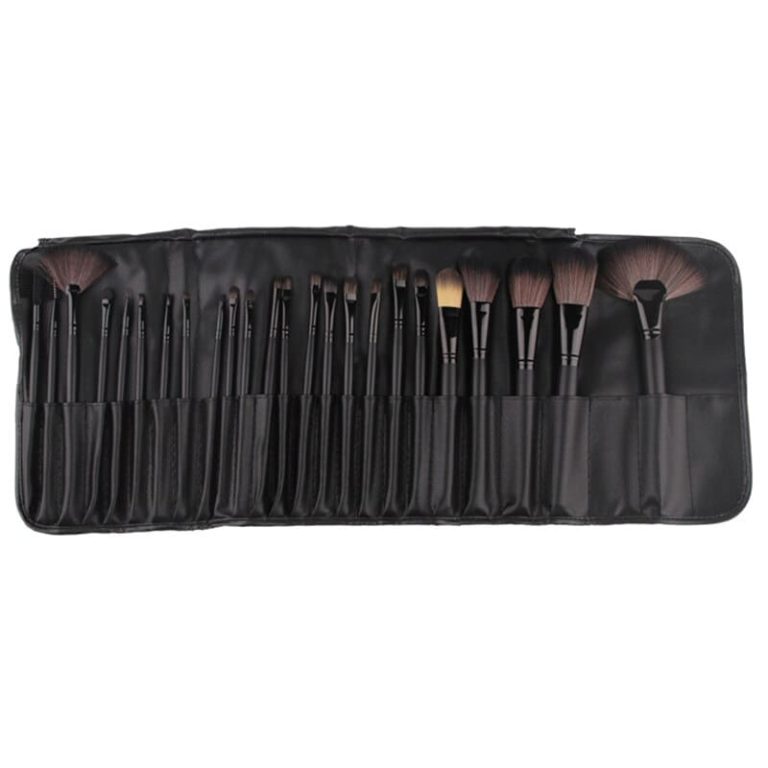 24 Piece Premium Wood Makeup Brush Set with Free Case - Image 3
