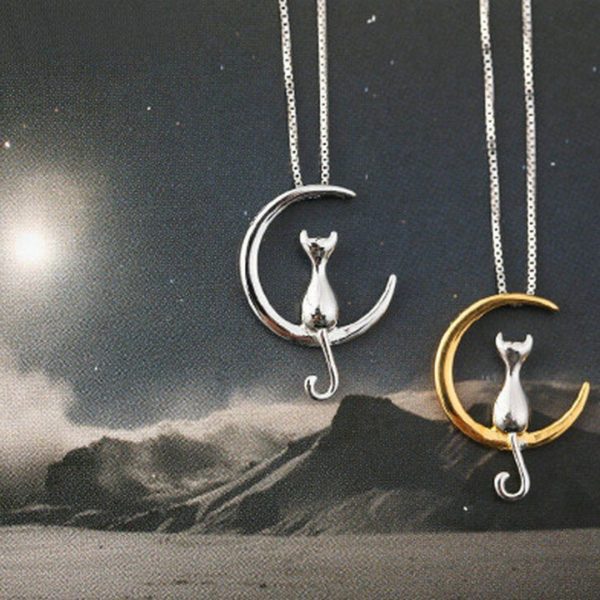 Moon Cat Charm Necklace - Image 2