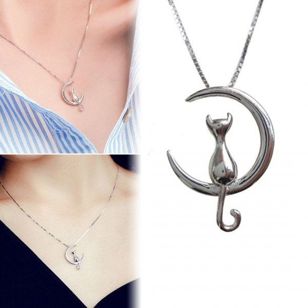 Moon Cat Charm Necklace - Image 5